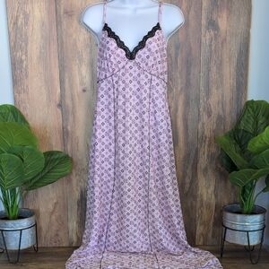 Studio Donatella Pink Floral Maxi Nightgown Pajama Dress M        T155